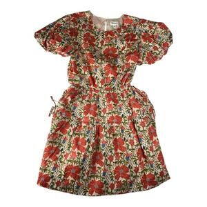 &merci women's large Floral Dress open back Red white cream bridal garden sun